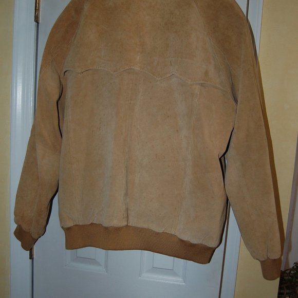 Orvis Soft Leather Light Tan Bomber Jacket Mens XL - Picture 6 of 8
